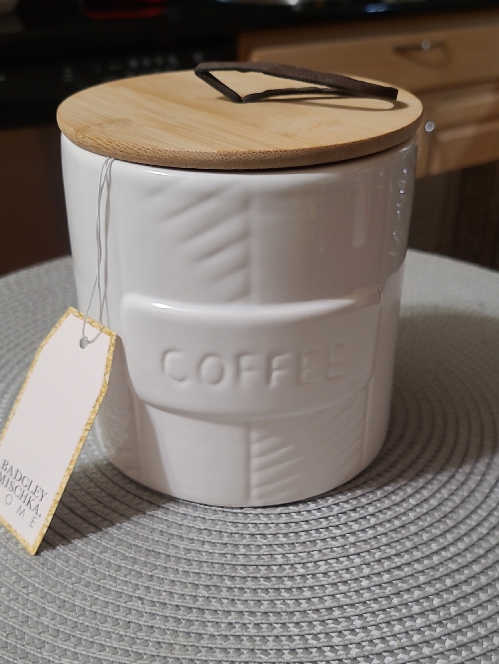 Badgley Mischka Coffee Canister with Bamboo Lid